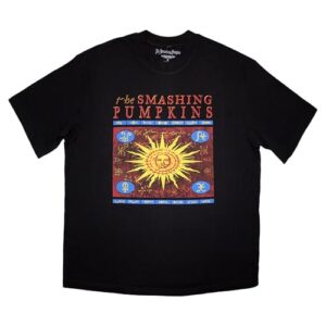 Rock Off officially Licensed Products Camiseta tamanho grande com logotipo The Smashing Pumpkins Sun, edição limitada apenas 999, preta, Preto, M (CDs)