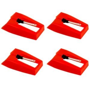 4 Agulhas para Toca-Discos, Agulha de Reposição Agulha Durável para Peças Reposição Toca-Discos de Vinil (Vermelho) (Equipamentos)