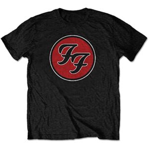Camiseta masculina com logotipo FF Foo Fighters Slim Fit preta, Preto, G (CDs)