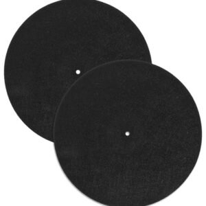 Tapete de vinil, 2 peças, tapete giratório de 30,5 cm, antiestático, antiderrapante, tapete para toca-discos de feltro, prato protetor para toca-discos domésticos, preto (Equipamentos)