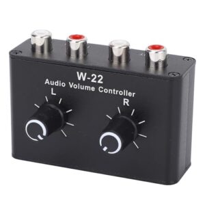ZJchao Atenuador de áudio Passivo de 3,5 Mm Com Botão Ajustável, Controle de Canal Estéreo para Amplificadores, CD Players e Mixers Plug e Design de Design para Otimização de Som Equilibrada (Equipamentos)