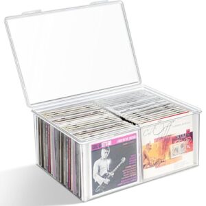 Caixa de armazenamento de CD, organizador de CD de plástico transparente empilhável (CDs)