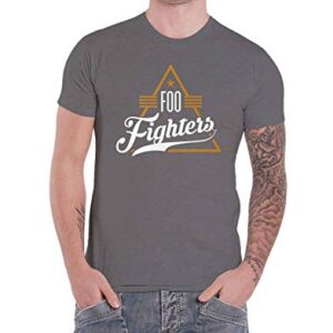 Foo Fighters Camiseta masculina oficial com logotipo da banda triangular, Cinza, XXG (CDs)