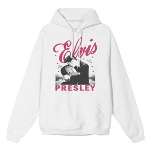 Elvis Presley Moletom com capuz unissex adulto oficial Merch on Stage, Branco, G (CDs)