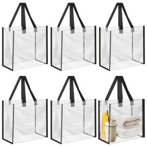 Tcwhniev 6 bolsas transparentes com alças, bolsa de ombro de PVC transparente para mulheres, bolsas de armazenamento de discos de vinil de plástico PVC, 30,5 x 30,5 x 15 cm para trabalho, praia (Discos de Vinil)