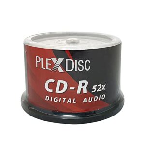 PlexDisc Ty Series Blue Cd-R 52X 700 Mb Áudio Digital Logo Top Disco De Mídia Gravável - Pacote Com 50 Caixa Bolo 669-814-Bx (Ffb), Discos (CDs)