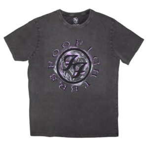 Camiseta com logotipo da Foo Fighters Wheel Shadow Stone Wash carvão, Carvão Ativado, XG (CDs)