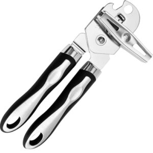 Abridor De Latas de Aço Inoxidável, Multifuncional Abridor Manual de Latas, 21 cm(C), com Alça Giratória, Latas, Cerveja, Garrafas, Cozinha com Cabo Ergonômico Antiderrapante (Preto) (Cervejas)