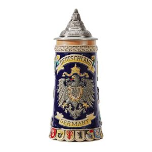 HAUCOZE Caneca de cerveja com brasões alemães bebendo garrafa viking com tampa Petwer para homens pai marido 0,6 litro (Cervejas)