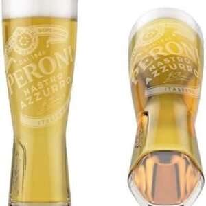 Peroni Copo de cerveja italiana Nastro Azzurra, cristal transparente, formato Pilsner curvado, vidro de barra de marca premium - 0,4 litros - Conjunto de edição 2-2025 (Cervejas)