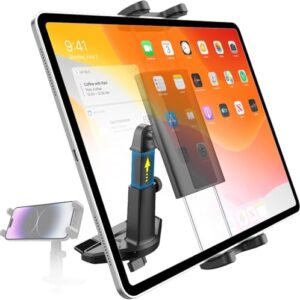Charchendo Adjustable Telescopic CD Slot Tablet Holder for Car – with Non-Slip Silicone Secure Vehicle CD Tray Mount, Fits iPad Pro 13/12.9/Air/Mini, Galaxy Z Fold, 4-13" Devices (CDs)