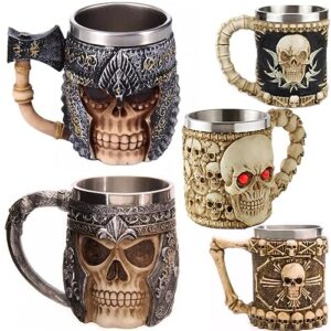 Caneca Caveira Vikings Skull Medieval Esqueleto Rica Em Detalhes, P/Bebidas Chopp Hidromel Cerveja (Vikings) (Cervejas)