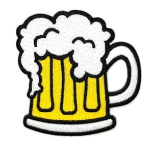Caneca de cerveja de 8,89 cm com aplique de ferro - bordado para beber, futebol, esportes, caneca de cerveja, apliques, apliques de passar a ferro, costurar em adesivos para furos, roupas, jeans (Cervejas)