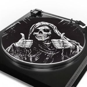 Doojoayie Esqueleto bacana para toca-discos de vinil LP tapete lavável para toca-discos de vinil reduz vibrações e melhora a clareza do som (Equipamentos)