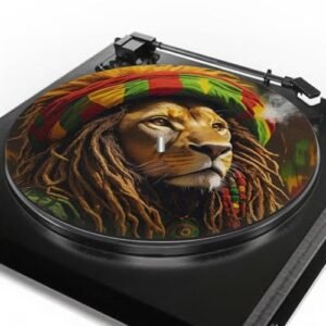 PJHEQOXE Tapete para toca-discos com estampa de leão Rasta, tapete para toca-discos de vinil Lp, tapete de prato antiestático de 29 cm (Equipamentos)