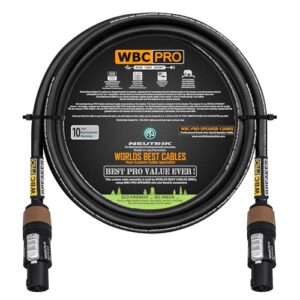 4 pés - WBC-PRO-SPEAKER-12 AWG (configuração de 2 núcleos) - OFC de alta pureza (99,99%) - Pro-Grade - Cabo de alto-falante de alta definição/DJ/PA com conectores Neutrik NL2FXX-W-S 2 polos Silver (Equipamentos)