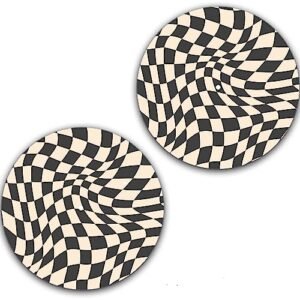 DJ One Pair Black And Cream #1 almofadas quadriculadas para arranhões 1200 recordações de vinil 30,48 cm Tapete deslizante para toca-discos Tapete de DJ x2 (Equipamentos)