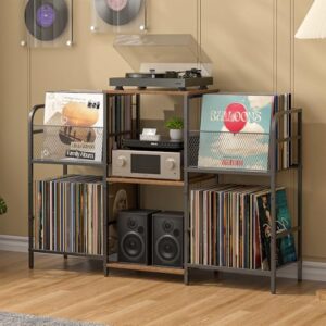 3IngSeagulls Suporte para toca-discos com armazenamento de vinil, armazenamento de discos para mais de 350 álbuns, suporte ajustável com suporte de disco para sala de estar, prateleira de exibição de (Discos de Vinil)
