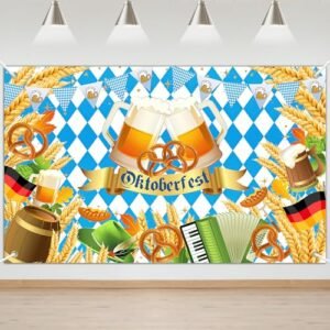 Lecheme Oktoberfest Pano de fundo 1,8 x 1,2 m Faixa Oktoberfest Decorações de festa de cerveja bávara alemã Oktoberfest Fundo de foto para celebração de cerveja Oktoberfest suprimentos de festa (Cervejas)
