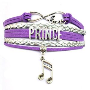 DOLON Pulseira Infinity Love Prince Memorabilia colecionável de música presente para fãs, One Size, Couro (CDs)