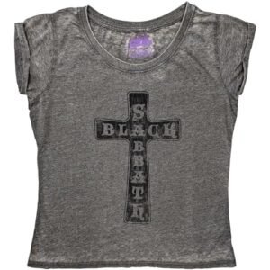 Black Sabbath Vintage Cross (Burn Out) Junior Top Charcoal, Cinza, G (CDs)
