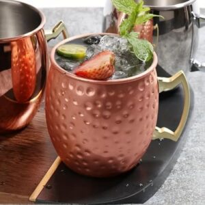 Canecas de cobre Moscow Mule de 510 g, copos de cobre martelado com forro de aço inoxidável 304, para bebidas frias, cerveja, festas (Cervejas)