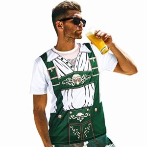 Blulu Camiseta masculina Oktoberfest de manga curta 3D para fantasia do festival de cerveja da Baviera, Multicolorido., M (Cervejas)
