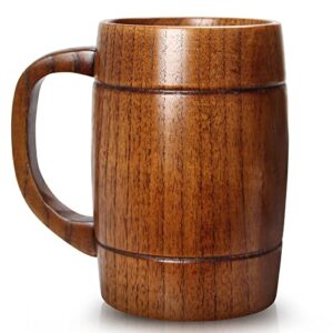 Caneca de cerveja de madeira grande de 510 g, presente para homens e mulheres, copo viking vintage rústico de madeira fresca caneca de caneca artesanal exclusiva para homem de café para ele, homem, (Cervejas)