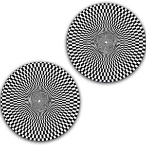 DJ One Pair BPM Patterns #1 almofadas quadriculadas para arranhões 1200 recordações de vinil 30,5 cm tapete deslizante para toca-discos tapete de bandeja de DJ x2 (Equipamentos)