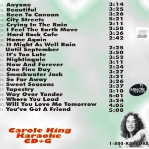 Carole King Karaoke CD+G, 21 Classic Songs Collection, Professional Backing Tracks - REO Speedwagon (CDs)