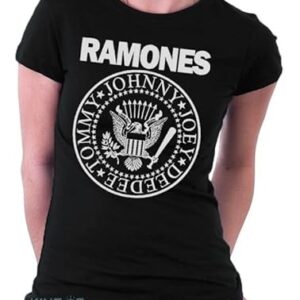 Babylook Ramones Logo Camisa Banda Rock Clássicos Anos 80 Tamanho:P;Cor:Preto (CDs)
