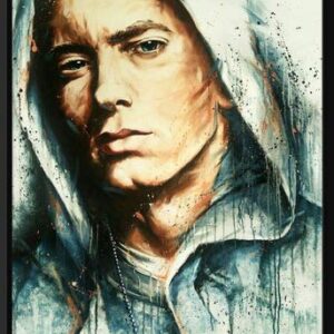 Quadro Rap Hip Hop Eminem Arte Grafite Moldura 42x29cm (CDs)