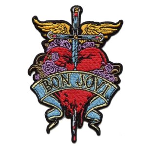 C&D Visionary Patch de coração e adaga Bon Jovi, vermelho, amarelo, azul (CDs)