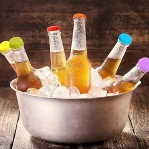 6 tampas de silicone para vinho, tampas de garrafa reutilizáveis para cerveja, vinho, champanhe, protetores de vinho para frescor (multicoloridas) (Vinhos)