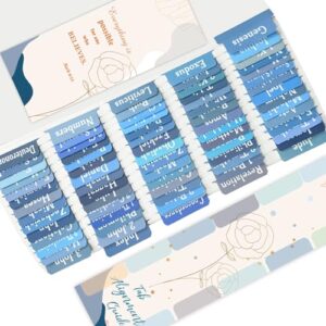 Abas bíblicas azuis para homens/mulheres/crianças, 100 peças de abas bíblicas católicas para o Antigo e Novo Testamento, laminadas e fáceis de ler, para artigos bíblicos de estudo de diário (CDs)