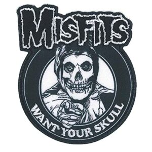 C&D Visionary Misfits Want Your Skull Patch, preto, branco (CDs)