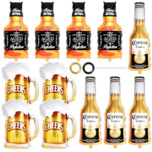 12 peças de balões de caneca de cerveja de uísque Corona, balões de folha de uísque, balão de hélio Mylar de cerveja Corona para homens e mulheres aniversário festa temática de cerveja casamento (Cervejas)