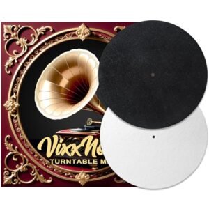 VixxNoxx 2 tapetes de feltro para toca-discos de vinil de 30 cm – tapete antiestático para toca-discos, almofada protetora e absorvente de choque para toca-discos de fonógrafo LP, melhora o desempenho (Equipamentos)