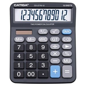 Calculadora de mesa comercial premium de 12 dígitos grande com tela LCD enorme de 12 polegadas, botões gigantes responsivos, bateria e energia solar, perfeita para uso em casa, escritório, contabilidade financeiro, CD-2776 (CDs)