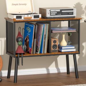 Leitor de discos com suporte para até 200 álbuns, suporte de armazenamento de vinil com divisor ajustável, grande mesa de toca-discos para álbuns, suporte de vinil para mesa giratória para quarto e (Equipamentos)