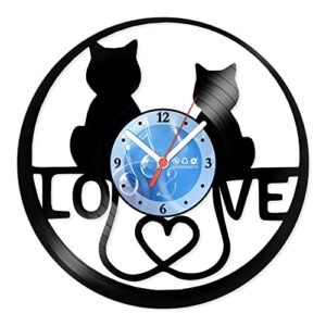 Relógio De Parede Disco Vinil Infantil - Gatos Love - VIN-028 (Discos de Vinil)