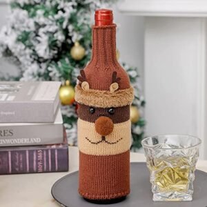 Decoração de Natal, capa de garrafa de vinho de Papai Noel, manga de garrafa de champanhe tricotada para restaurantes, feriados, Natal, Halloween, Dia de Ação de Graças, presente de Páscoa (Vinhos)