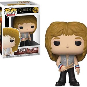 Funko - POP Rocks: Queen - Roger Taylor Boneco Colecionável, Multicolorido, 33716 (Discos de Vinil)