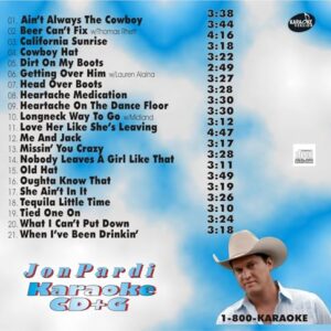 Jon Pardi Karaoke 21 Song CD+G cdg Great Country Tracks - Jon Pardi (CDs)