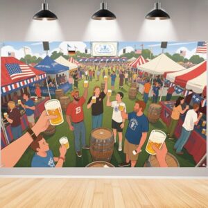 Cenário Oktoberfest, fundo fotográfico de cerveja bávara alemã para fotografia festa Oktoberfest, decorações e suprimentos para decoração de casa de quarto de casa - 181 × 109 cm (multicolorido 03) (Cervejas)