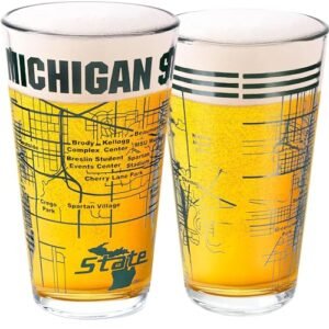 Greenline Goods Conjunto de 2 copos de cerveja da Michigan State University - Logotipo e mapa do campus MSU Spartans colorido - Ideia de presente espartanos para graduados e ex-alunos - Artigos de (Cervejas)