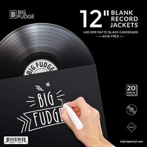 Capas de álbum BIG FUDGE Pro em Branco, 30 cm, 20 capas de discos de vinil pretas (400 g/m²), capa de álbum para discos, capas internas e externas de LP (CDs)