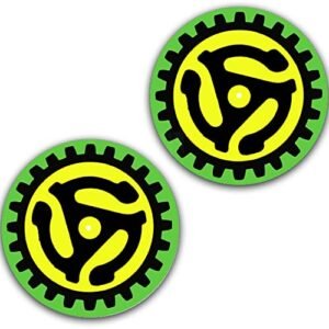 Um par de 45 adaptadores #2 em vinil Memorabilia 18 cm tapete deslizante Portablismo toca-discos tapete de DJ almofada x2 (Equipamentos)