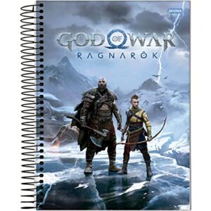 Kit de Cadernos, Jandaia, Universitário, 10 Matérias, Capa Dura, God Of War, 160 Folhas, Pacote com 4 (CDs)