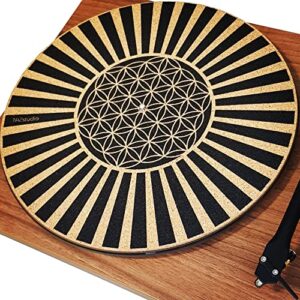 TazStudio Tapete giratório de cortiça para melhor suporte de som no toca-discos de vinil LP – Design geométrico original da linha [4 mm de espessura] (Equipamentos)